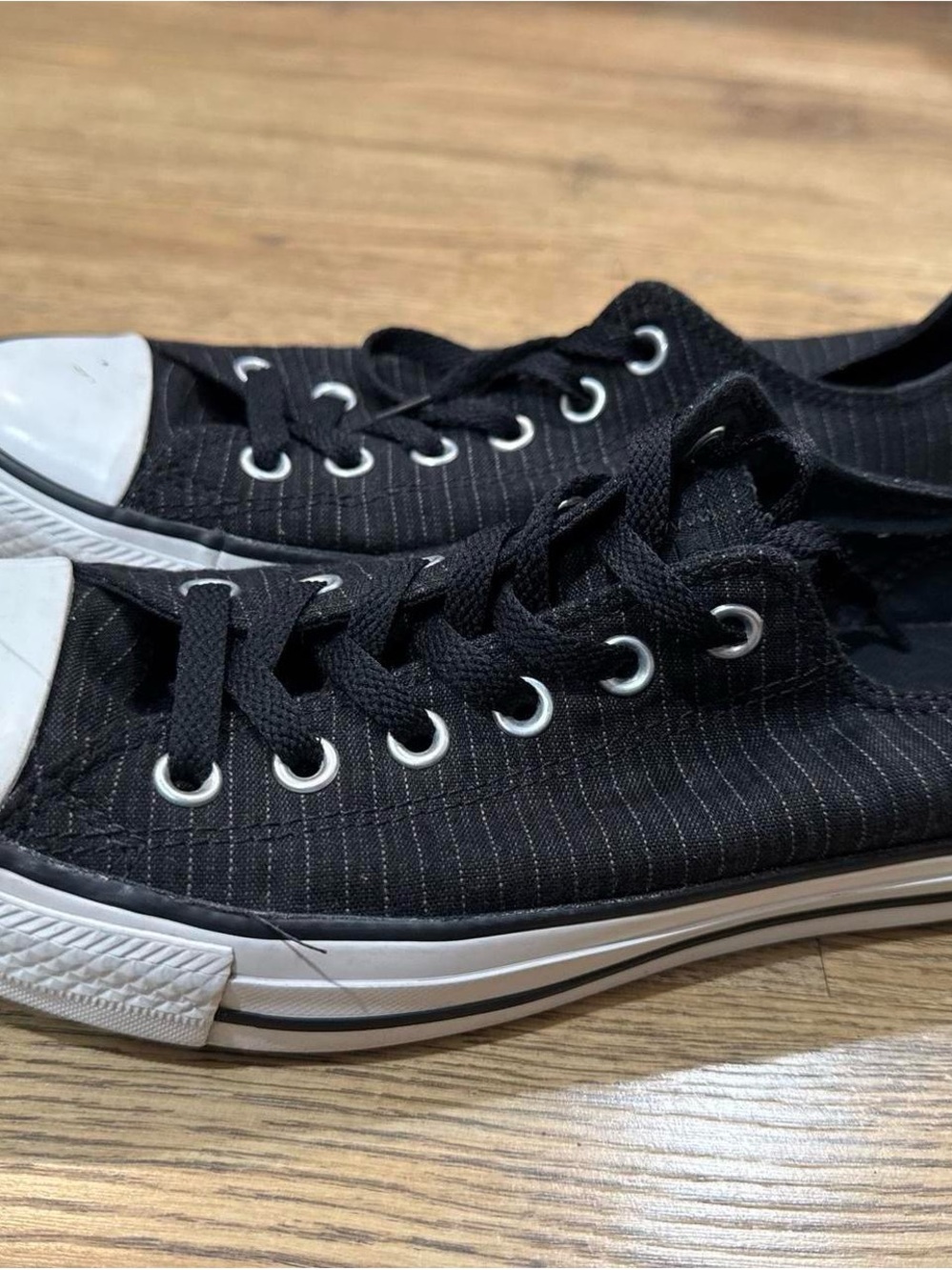 Converse Black Low-Top Pinstripe Canvas Sneakers